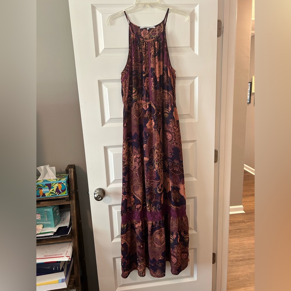 Collective Concepts Purple and Brown Halter Sundress Maxi
